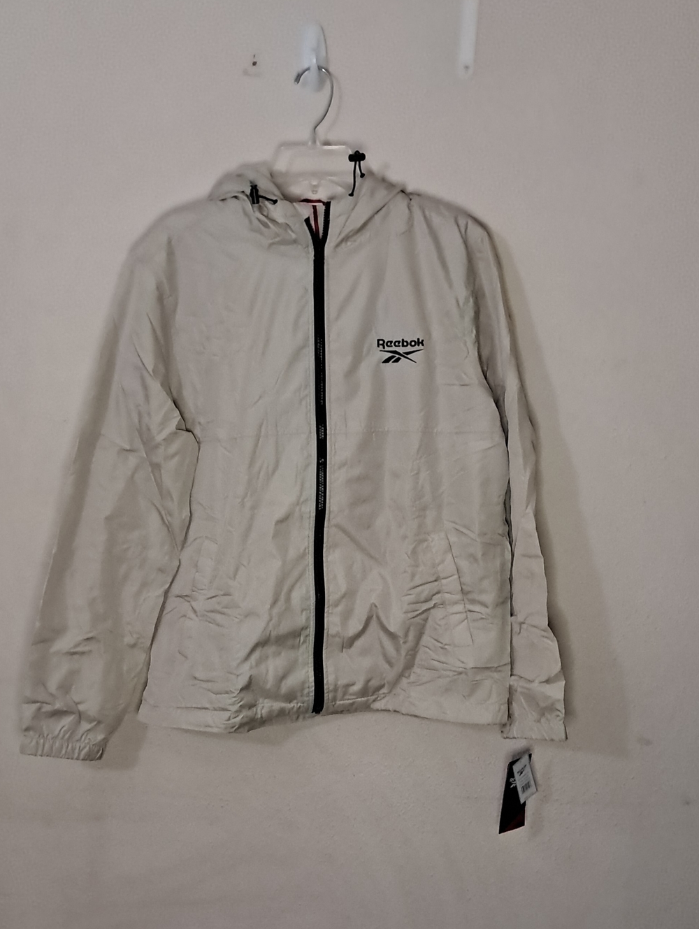 Reebok Men's Size Medium Tan Windbreaker Jacket with Black Trim